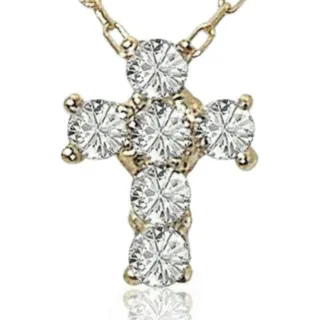 【小樂珠寶】頂級10分十字架18k金0.1克拉10分鑽石項鍊(結婚訂婚求婚專用款且再送珍珠耳環)