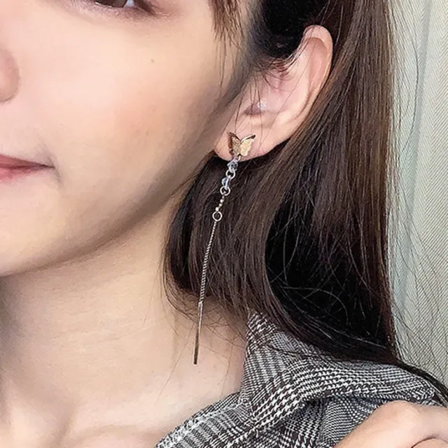 【Elegant 珍愛宣言】翩翩飛舞蝴蝶玫瑰金耳環(鈦鋼耳環 抗過敏耳環)