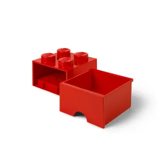 【LEGO 樂高】Room Copenhagen LEGO☆ Storage Brick 4樂高積木經典方塊四抽屜盒-紅色(樂高玩具收納盒)