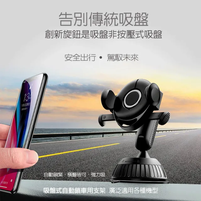 【ALucky 愛樂奇】吸盤式自動鎖車用支架(車用支架 手機支架)