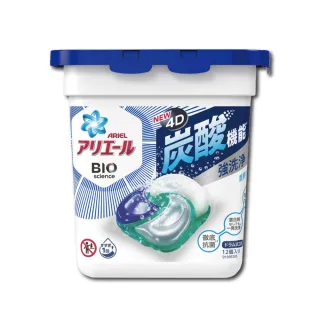 【日本P&G】4D炭酸機能活性去污強洗淨洗衣凝膠球-藍蓋淨白型12顆/盒(洗衣機槽防霉洗衣精膠囊球平輸品)