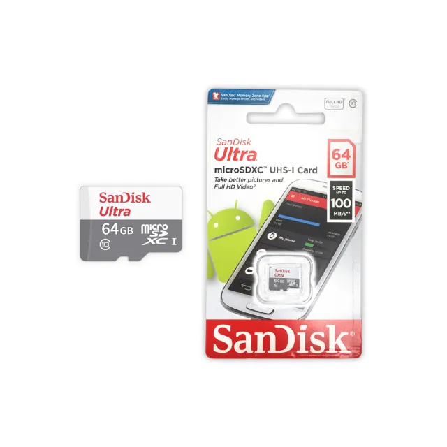 【SanDisk 晟碟】64GB Ultra micro SDXC C10記憶卡100MB/s(1入組)