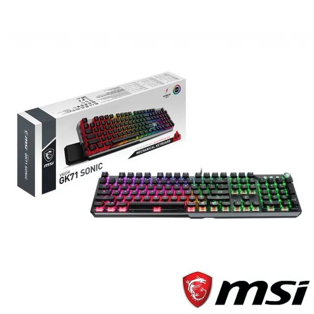 【MSI 微星】VIGOR GK71 SONIC RED TC 電競鍵盤(紅軸)