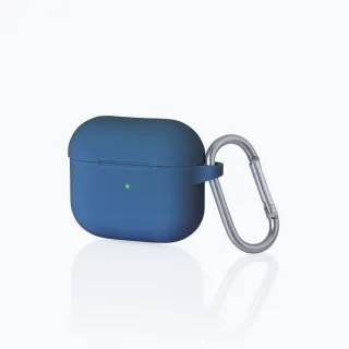 【General】AirPods 3 保護套 保護殼 無線藍牙耳機充電矽膠收納盒- 質感藍(附掛勾)