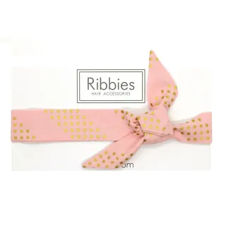 【Ribbies】成人蝴蝶結髮帶粉紅金點點(髮帶)