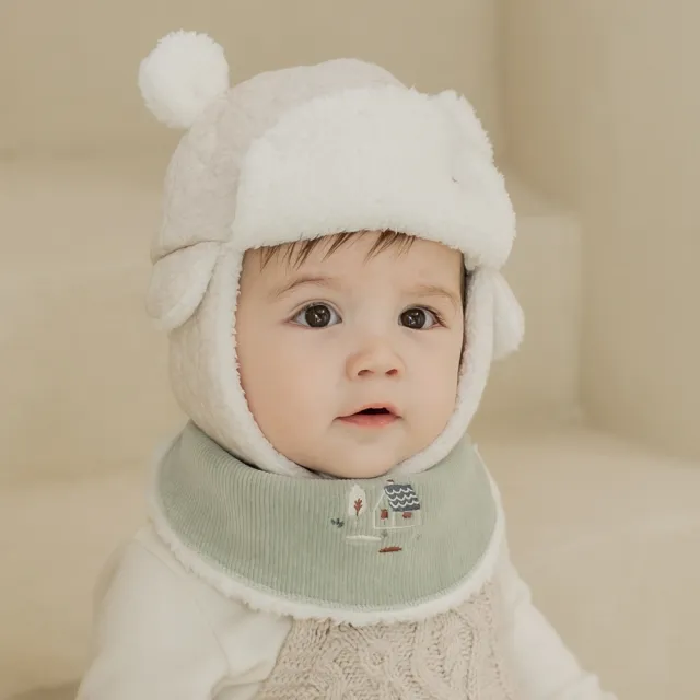 【Happy Prince】韓國製 Abel薄荷綠雪絨內裡嬰兒童圍兜(寶寶圍脖圍巾口水巾)