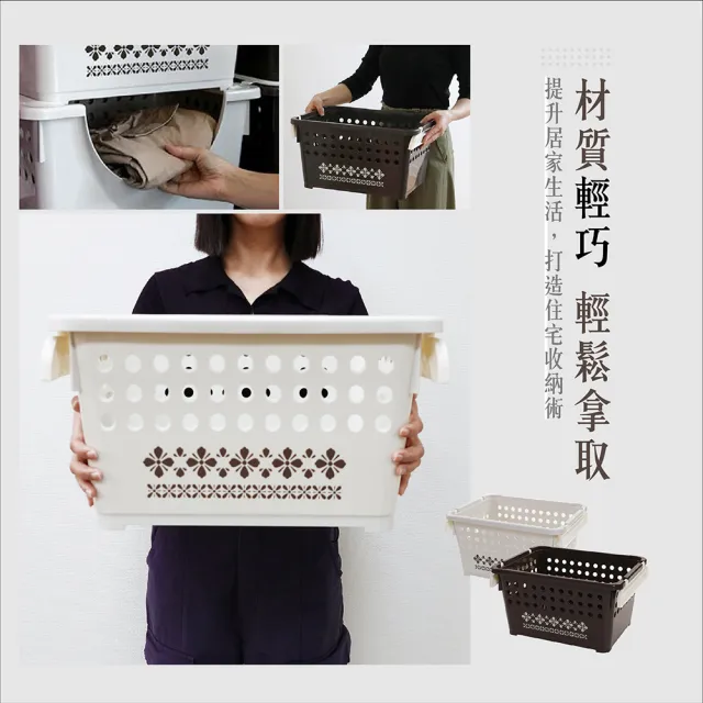 【日本平和HEIWA】堆疊收納籃/雙色(淺型印花)
