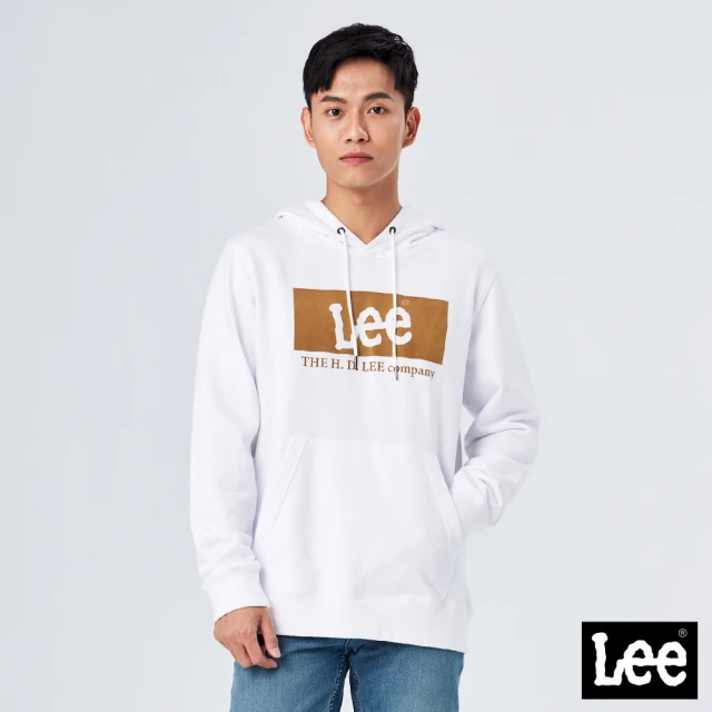 Lee 官方旗艦 男裝 帽T / 植絨大LOGO 古董白 標準版型(LL210335K14)