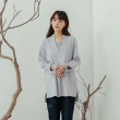 【MOSS CLUB】假兩件親膚材質格紋-女長袖襯衫 假兩件 藍 白 灰(三色/魅力商品/版型適中)