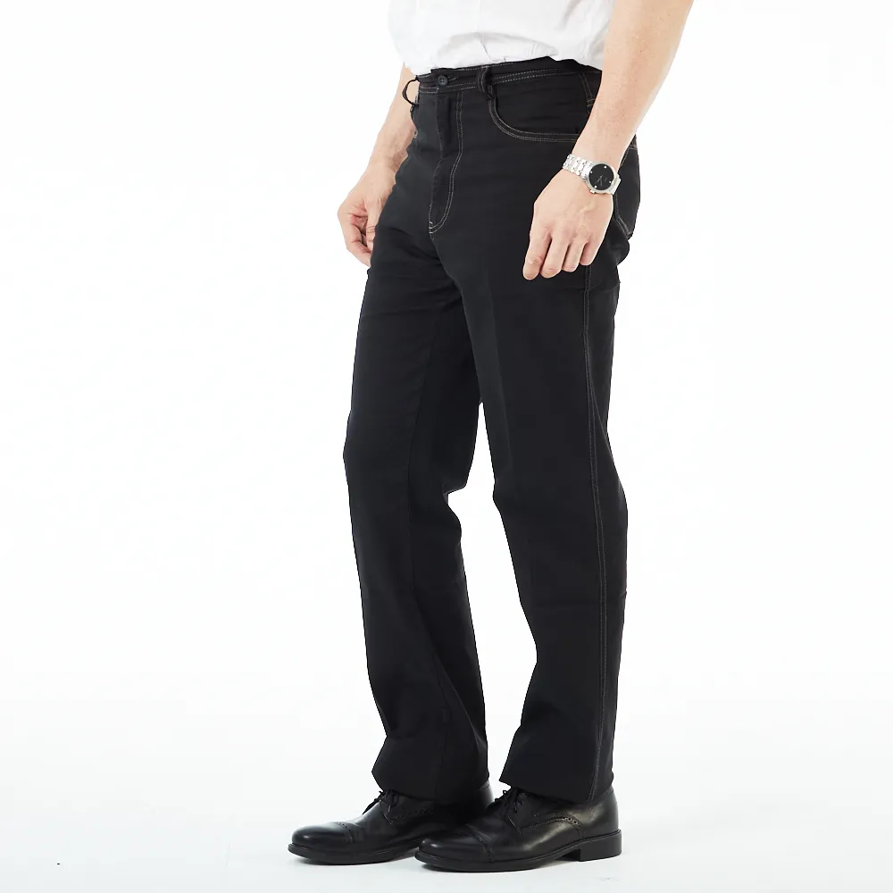 【NST JEANS】細條燈心絨壓紋 男薄款休閒黑褲-中腰直筒(390-5926)