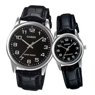 【CASIO 卡西歐】經典時尚指針情人對錶/黑x黑(MTP-V001L-1B+LTP-V001L-1B)