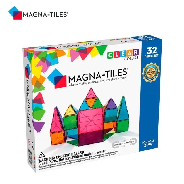 【Magna-Tiles】彩色透光磁力積木32片(會透光的彩色積木)