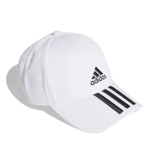 【adidas 愛迪達】帽子 Baseball 3-Stripes Cap 男女款 愛迪達 斜紋布 抗UV 帽圍可調 白 黑(FQ5411)
