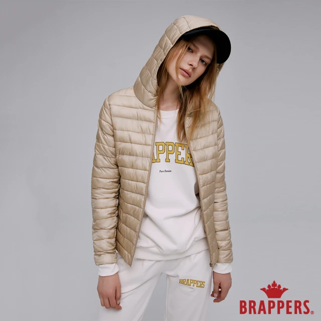 BRAPPERS 女款 短版仿絨棉連帽外套(淺卡其)