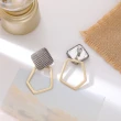 【INES】韓國設計S925銀針法式復古幾何圖樣拼接耳環(S925銀針耳環 圖樣耳環 復古耳環)
