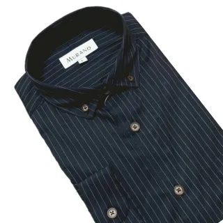 【MURANO】黑條紋修身長袖襯衫 M-3XL(台灣製、現貨、長袖、條紋、黑色)