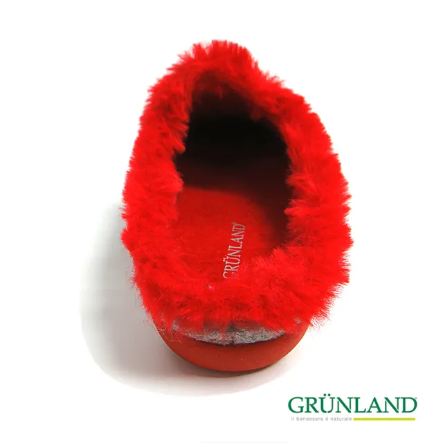 【GRUNLAND】義大利MY BEST FRIEND保暖拖鞋ALIN CI2478 紅灰(義大利進口健康舒適鞋 獨家造型)
