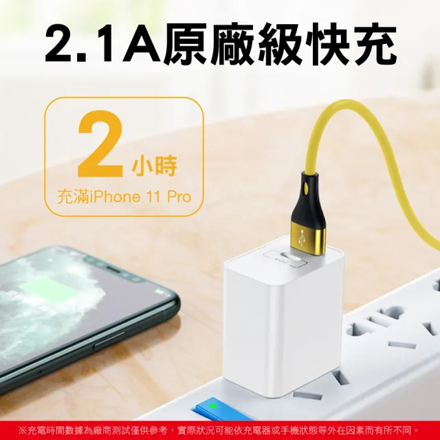 【新錸家居】2入多色8pin液態矽膠耐折快充電線Lightning to USB-A軟膠傳輸線1M/100cm(iPhone/iPad)