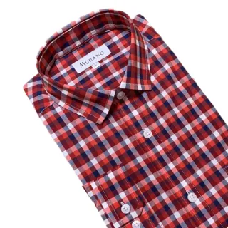 【MURANO】經典格紋長袖襯衫-紅格M-2XL(台灣製、現貨、長袖、格紋)