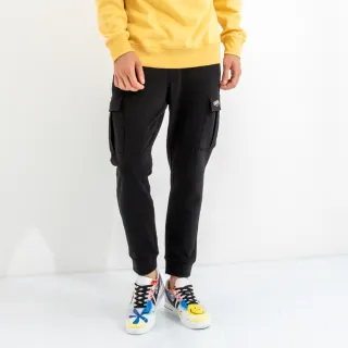 【Hang Ten】男裝-環保再生紗-工作口袋束口褲(黑色)