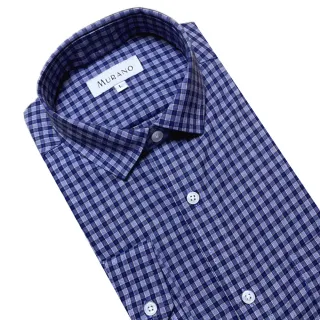 【MURANO】小格紋長袖襯衫-藍格(台灣製、現貨、長袖、格紋)