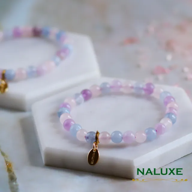 【Naluxe】海藍寶紫水晶粉晶設計款開運手鍊(招貴人、旺桃花、開智慧、安定心緒)
