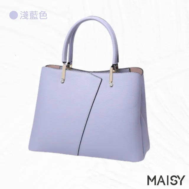 【MAISY】韓版真皮鑲鑽肩背斜背手提包(真皮包包 現+預  黑 / 粉 / 酒紅 / 深藍 / 淺藍)