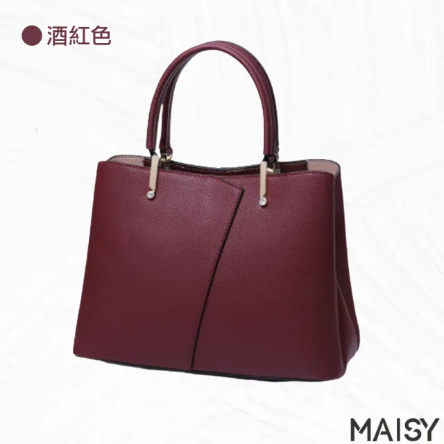 【MAISY】韓版真皮鑲鑽肩背斜背手提包(真皮包包 現+預  黑 / 粉 / 酒紅 / 深藍 / 淺藍)