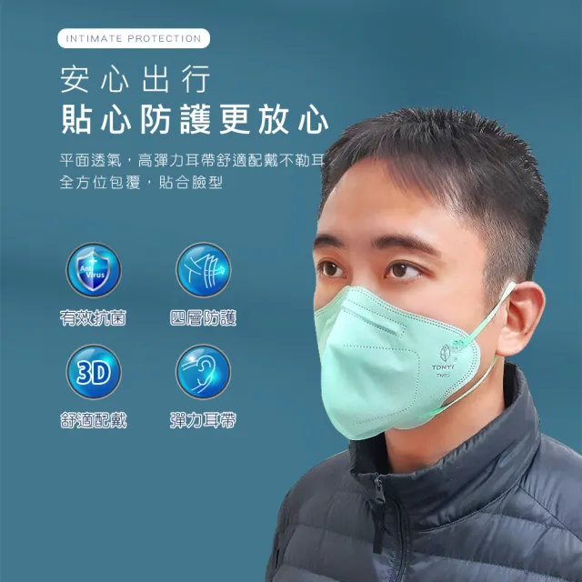 【健康天使】MIT醫用3D立體成人寬耳繩鬆緊帶口罩 黑色(30入/袋)