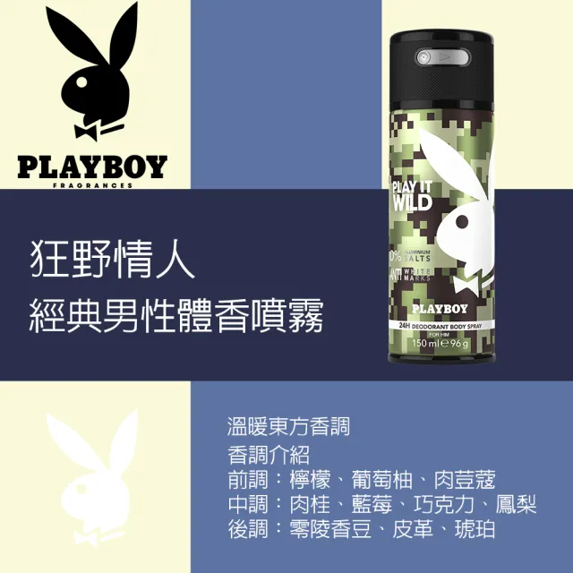 【PLAYBOY】狂野情人經典男性體香噴霧 150ml(專櫃公司貨)