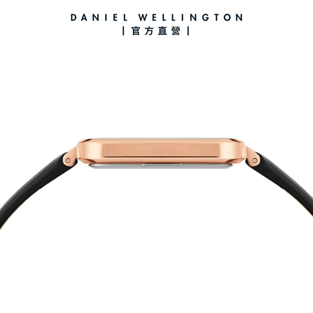 【Daniel Wellington】DW 手錶  Quadro  Sheffield 29x36.5mm 經典黑真皮皮革大方錶(DW00100450)