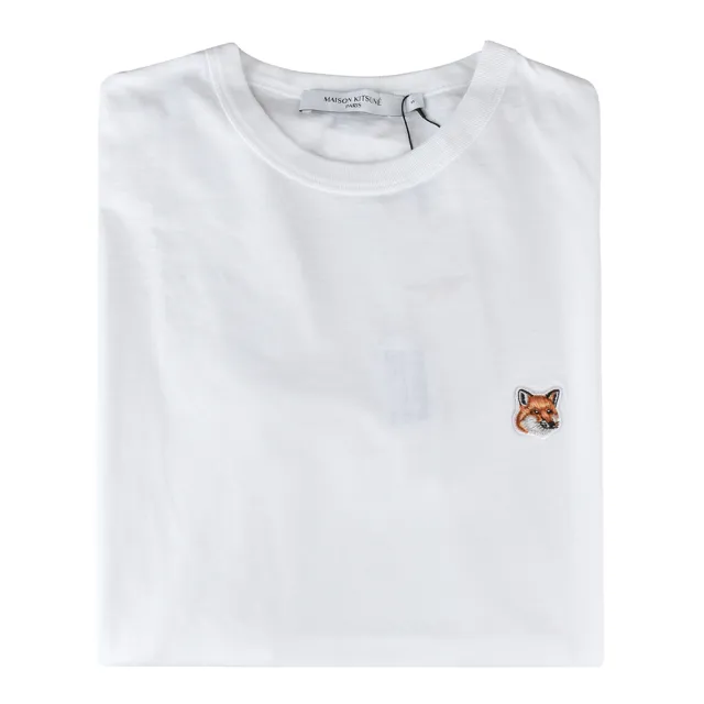 【Maison Kitsune】MAISON KITSUNE刺繡LOGO狐狸設計棉質短袖T-Shirt(白)