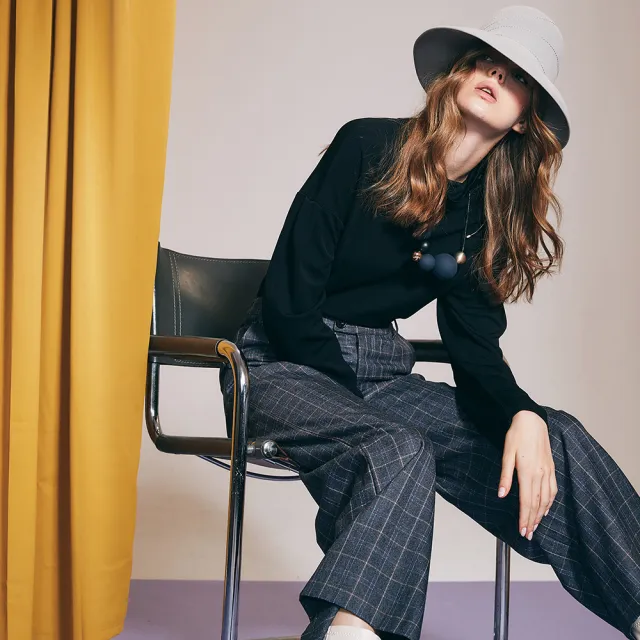 【ICHE 衣哲】Cop.Copine 法國原裝進口格紋長褲-紳灰