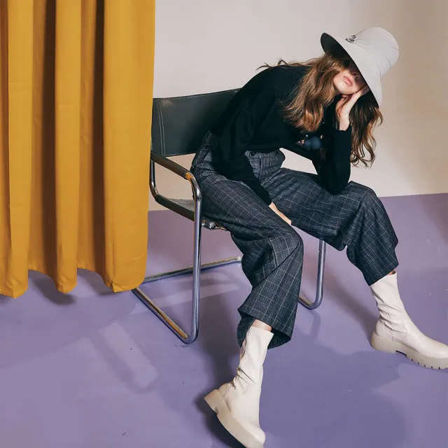 【ICHE 衣哲】Cop.Copine 法國原裝進口格紋長褲-紳灰