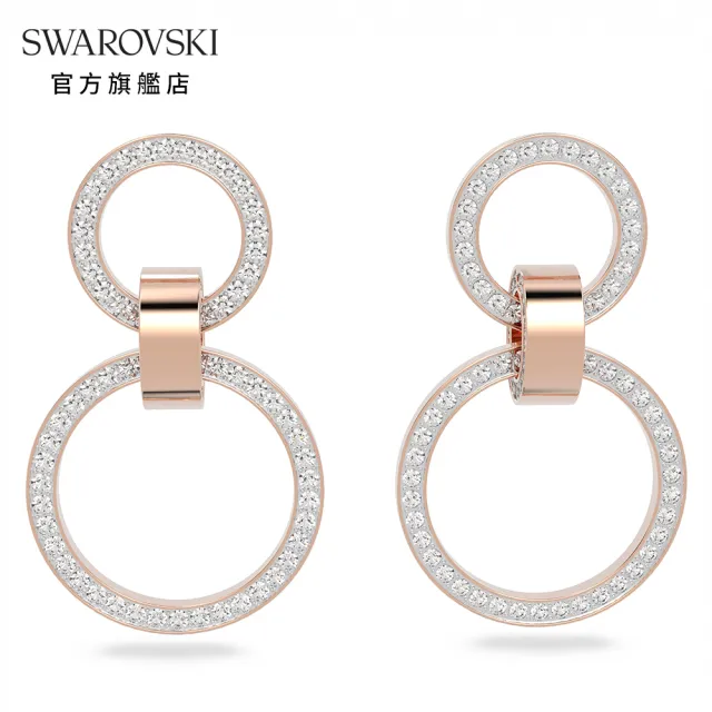 【SWAROVSKI 官方直營】Hollow 大圈耳環 白色 鍍玫瑰金色調 交換禮物