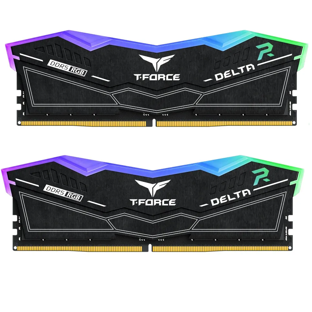 【TEAM 十銓】T-FORCE DELTA RGB 炫光 DDR5 6400 32GB 16Gx2 CL40 黑色 桌上型超頻記憶體