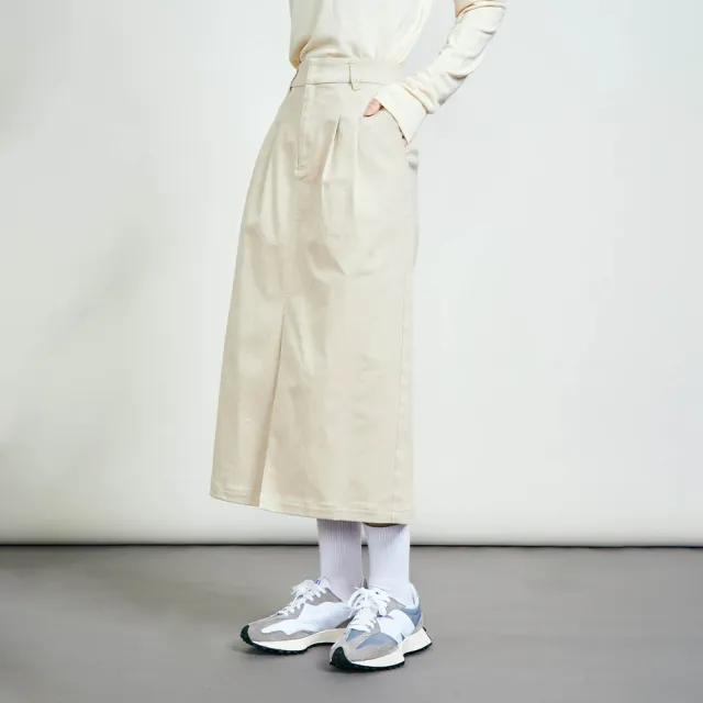 【gozo】minus g-限量系列 高腰鬆緊開衩直筒裙(兩色)