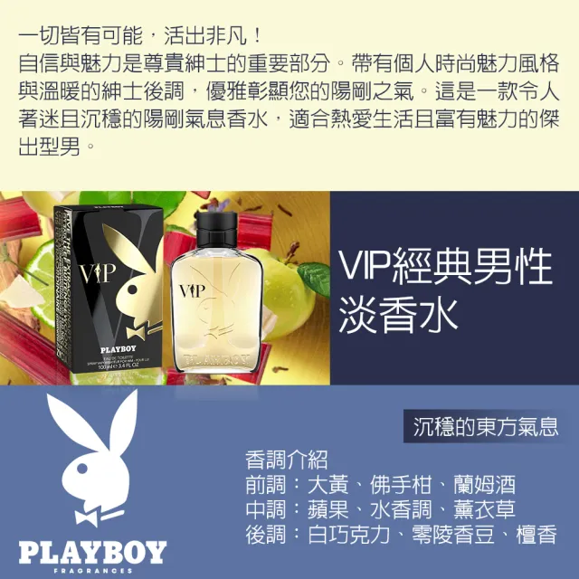 【PLAYBOY】VIP經典男性淡香水 100ml(專櫃公司貨)