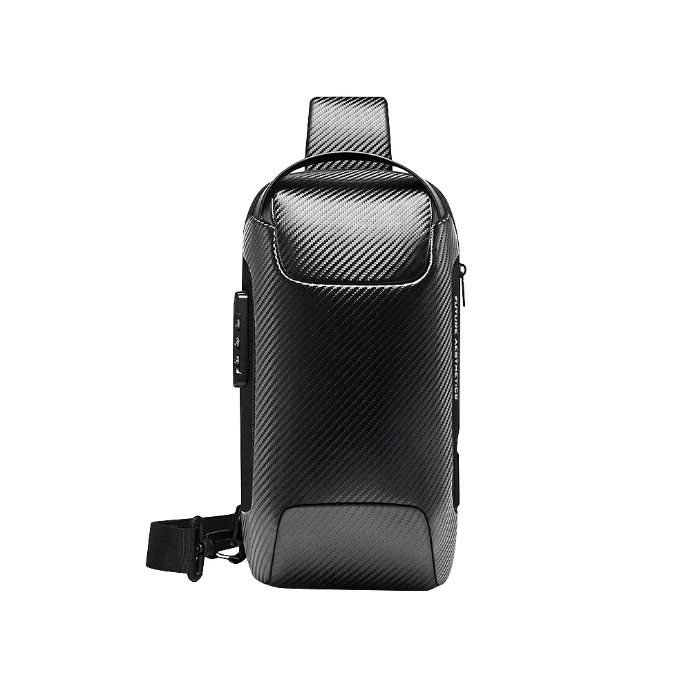 【BANGE】立體大容量防盜鎖USB充電設計防水胸背包/斜背包/側背包/單肩包