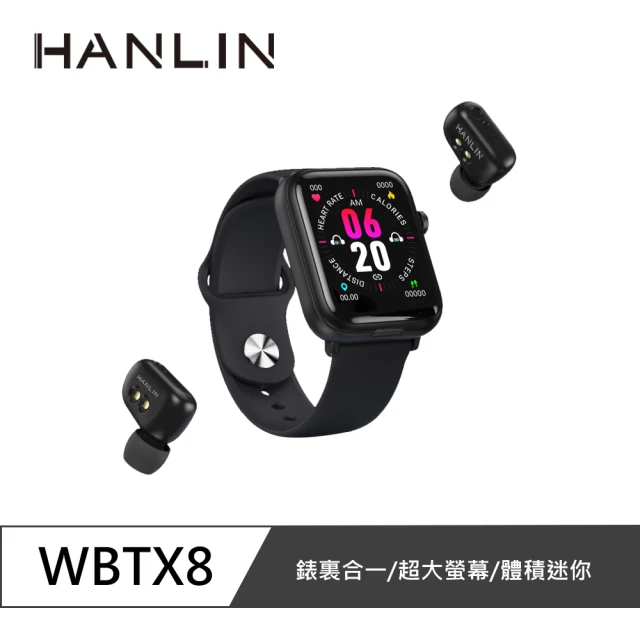 【HANLIN】超薄智能藍芽耳機手錶 錶裡合一｜ 手錶+耳機+充電倉(MWBTX8)