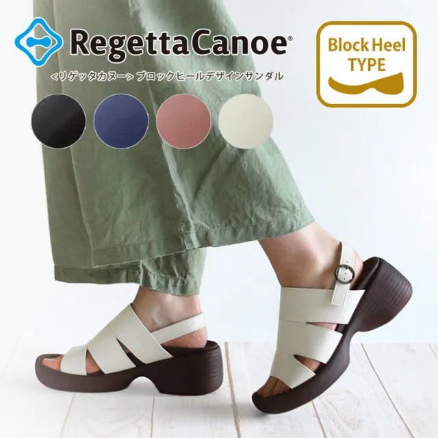 【RegettaCanoe】粗跟包覆厚底涼鞋CJBK-9004(BLK-經典黑)