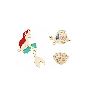 【Lotin 羅婷】小美人魚-小美人魚/小比目魚 組合耳環(迪士尼、飾品、手鍊、小美人魚、針式耳環)