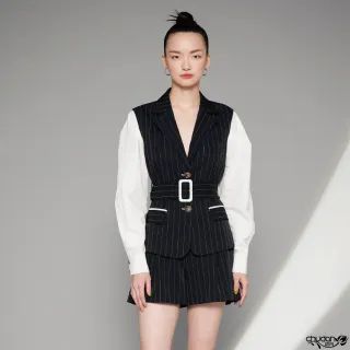 【Chudan 初丹】腰飾直紋西裝短褲