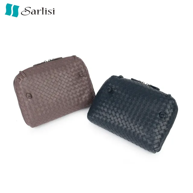 【Sarlisi】頭層羊皮斜背包純手工編織女包時尚百搭貝殼包