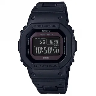 【CASIO 卡西歐】G-SHOCK 經典暢銷5600系列/太陽能電力世界六局電波藍芽款/43mm/鏈帶款x黑(GW-B5600BC-1B)