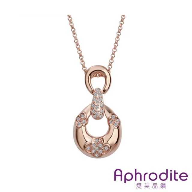 【Aphrodite 愛芙晶鑽】復古項鍊 水鑽項鍊 花環項鍊/花環鑽飾造型水鑽項鍊(玫瑰金色)