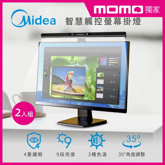 【MIDEA 美的】智能護眼螢幕掛燈-2入組(MD-4.5TW)