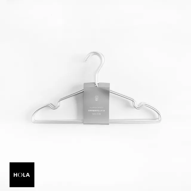 【HOLA】鋁製輕量肩帶型衣架41cm x 6入組-銀