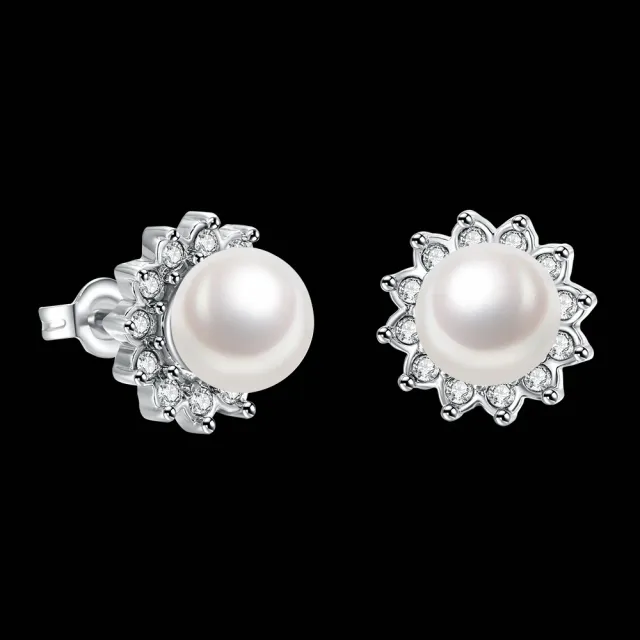【Aphrodite 愛芙晶鑽】絢爛珍珠美鑽造型耳環(宴會耳環 珍珠耳環 水鑽耳環)