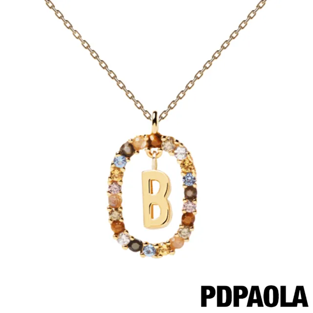 【PDPAOLA】西班牙精品 I AM系列  圓圈字母鍍18K金彩鑽項鍊(B)